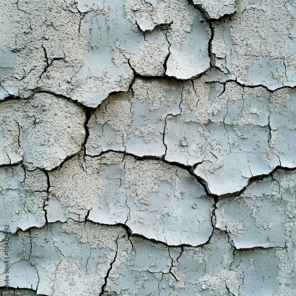 Cracked wall with white paint, showing extensive cracks.