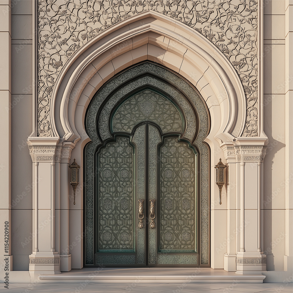 Obraz premium Mosque Gate with Ornaments. AI Generated