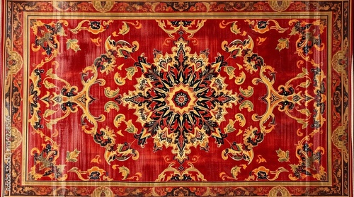 Intricate Persian Carpet Texture with Vibrant Colors and Detailed Patterns