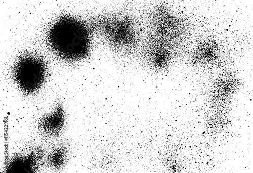 Abstract paint spray, fine particles and grunge dust texture for design elements. Dark rough black texture. Textured dust overlay