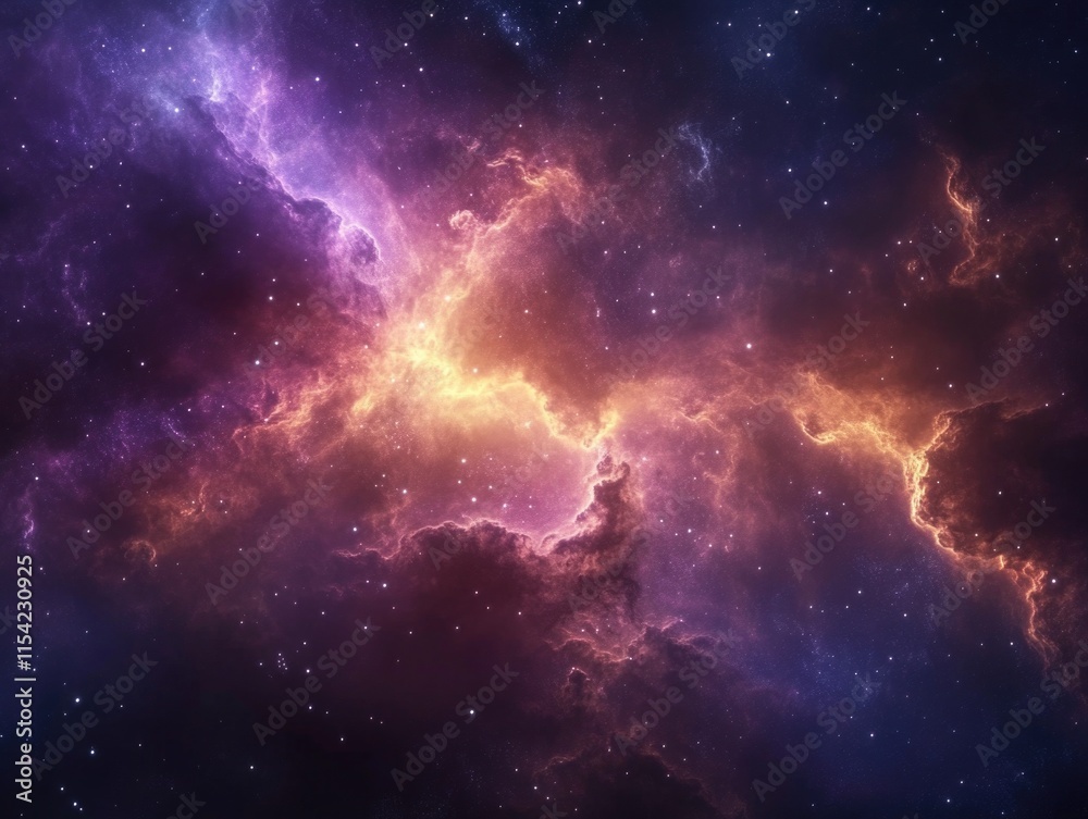 Fototapeta premium Purple and Blue Nebula with Stars