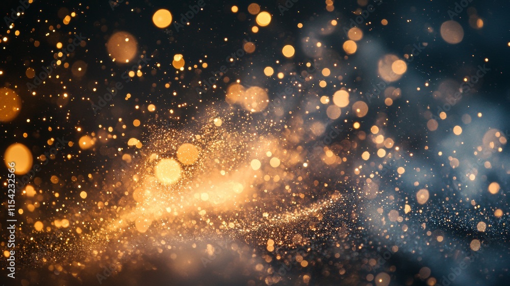 Obraz premium Golden glittering particles on a dark background