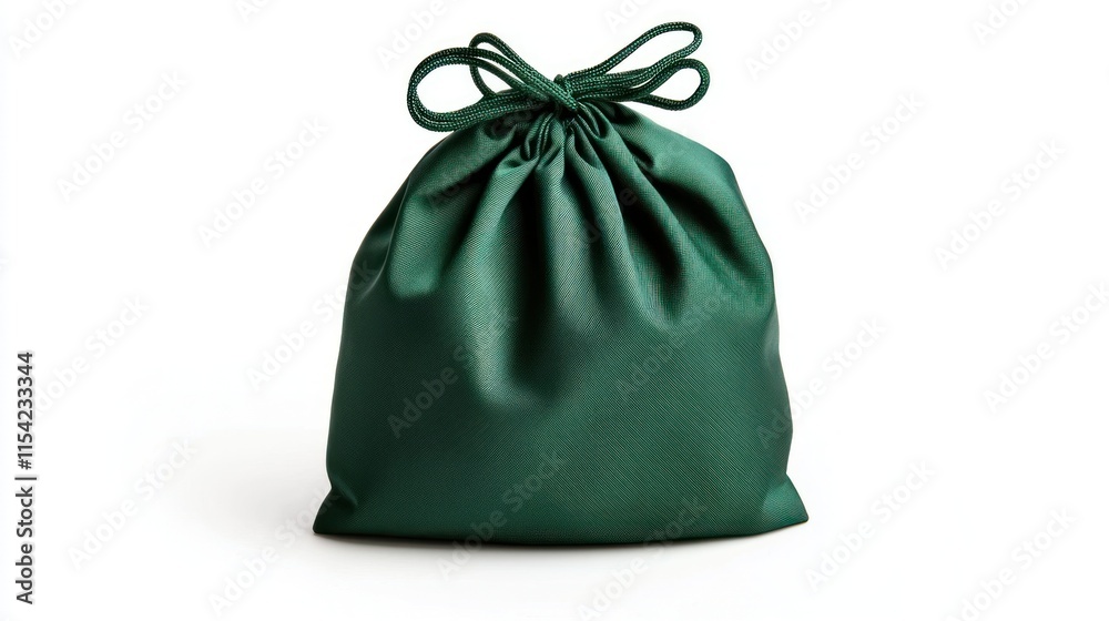 Gathering supplies for creative projects green drawstring bag studio product photo minimalist Gathering supplies for creative projects green drawstring bag studio product photo minimalist