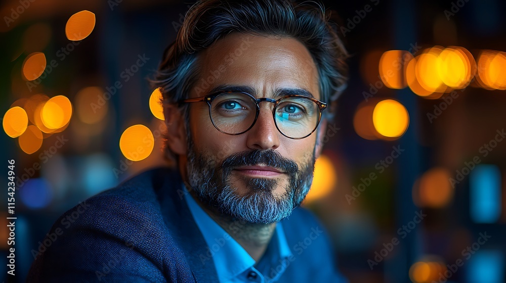 A Man With Glasses in Evening Lighting A Man With Glasses in Evening Lighting