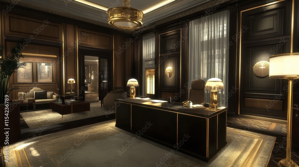 Elegant Office Interior with Luxury Design and Classic Decor Elegant Office Interior with Luxury Design and Classic Decor