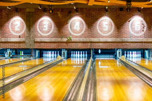 Bowling lanes at the bowling alley