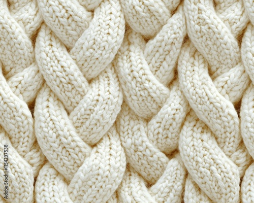 Ivory knitted wool braided texture background  photo