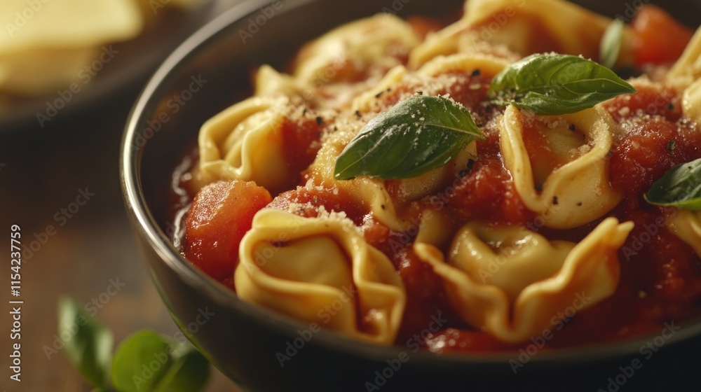 Fototapeta premium Pasta with Tomato Sauce and Basil
