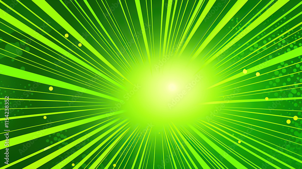 Fototapeta premium green comic or anime manga effect with speed radial lines
