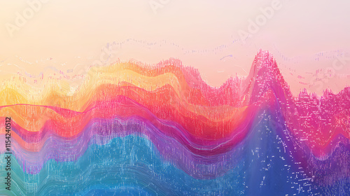 Colorful seismograph chart displaying earthquake data analysis. Oscillation. Illustration photo