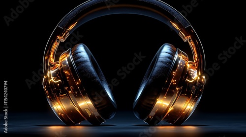 Luxurious Gold and Black Over Ear Headphones photo