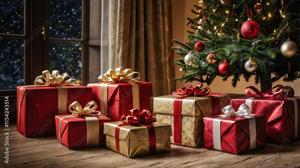 Christmas presents under a christmas tree Christmas presents under a christmas tree