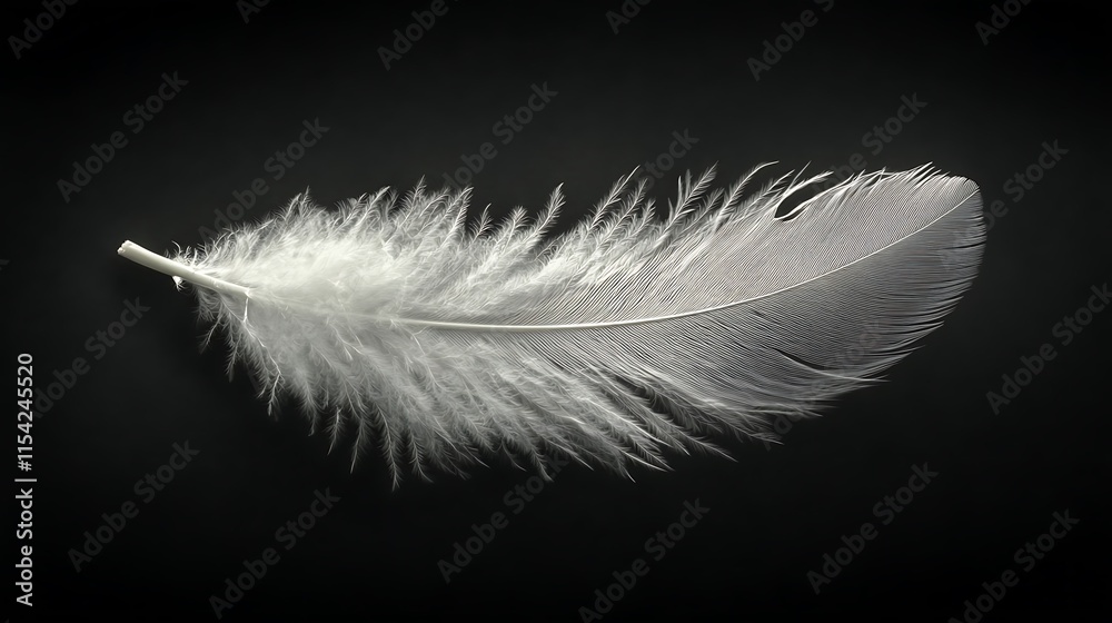 Obraz premium Single White Feather Against Dark Background