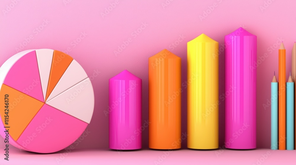 Obraz premium Colorful graphs and charts for data visualization in a vibrant business presentation.