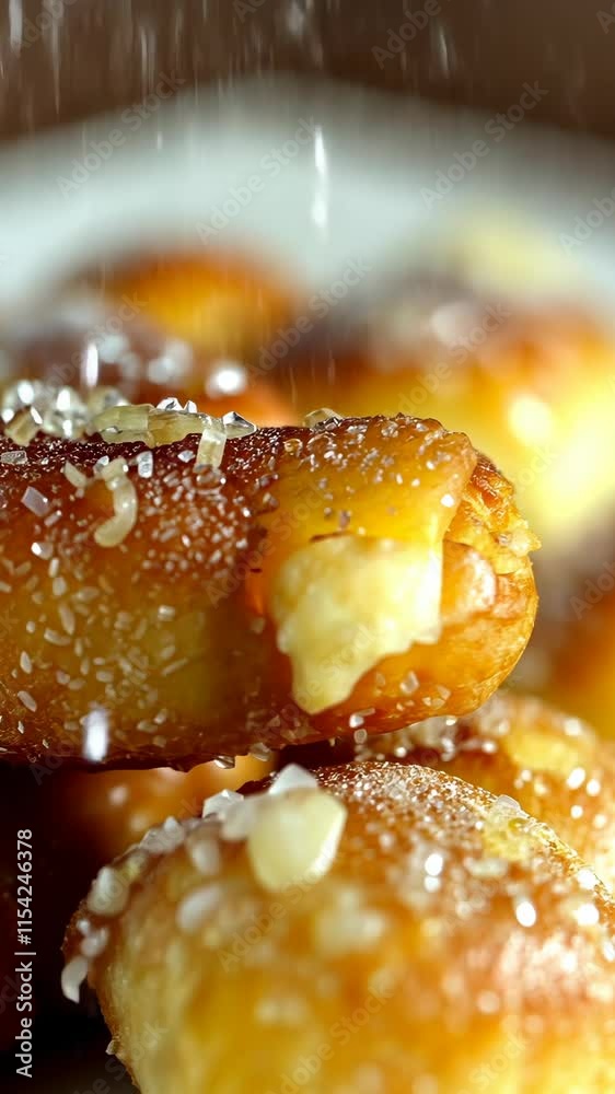 Delicious soft pretzels being sprinkled with coarse salt atop a tempting plate