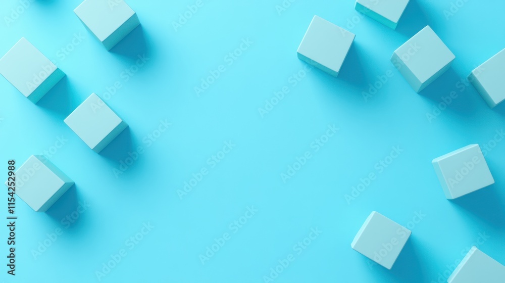 Light Blue Cubes Scattered Minimalist Abstract Background Design Light Blue Cubes Scattered Minimalist Abstract Background Design