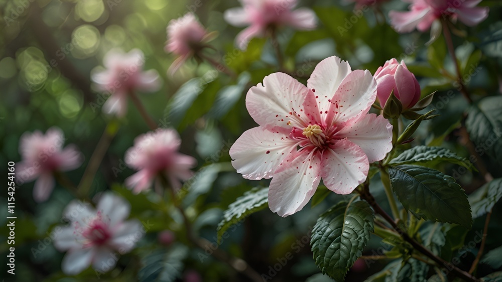 Fototapeta premium A beautiful pink mixwd white flower with pink colour in center