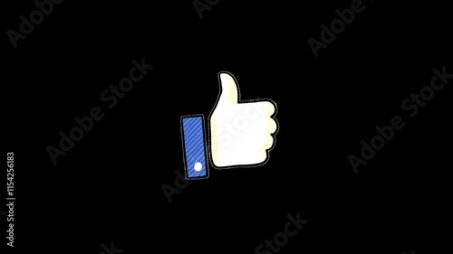 Thumb up like icon animation, like emoji icon, hand gesture like icon isolated on transparent background.