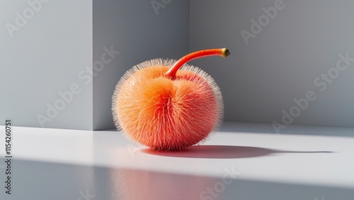 Colorful fresh rambutan fruit on gray background with empty space photo