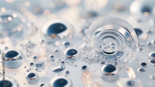 Circular Objects Floating in a Bubbly Liquid photo