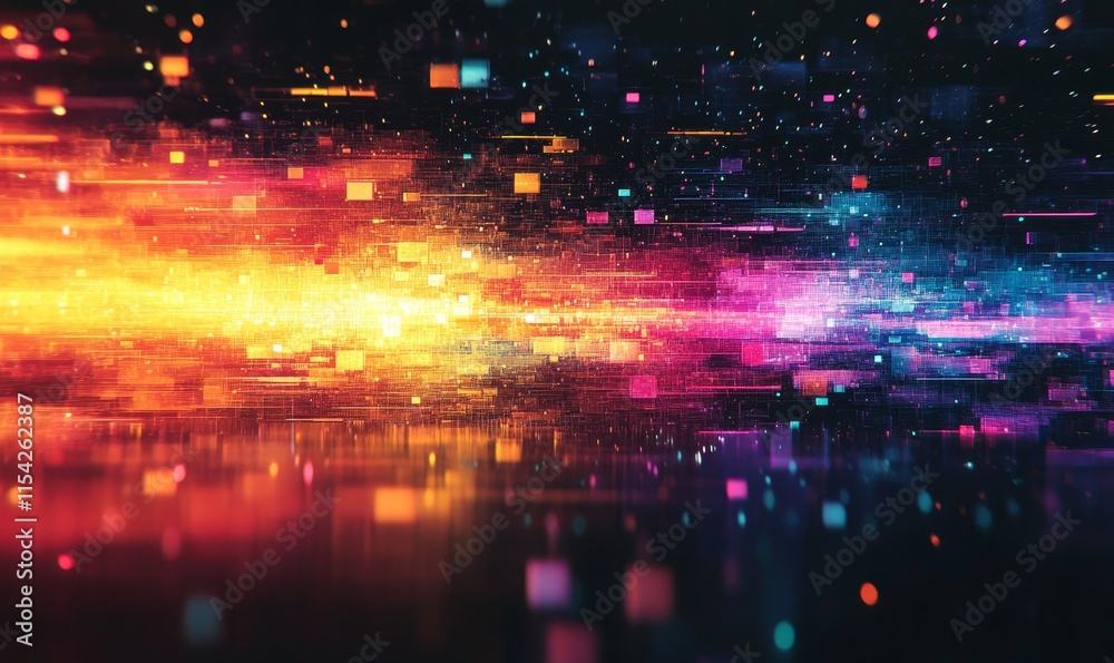 Fototapeta premium Noise Glitchy static noise transitioning into colorful digital patterns. Generative AI