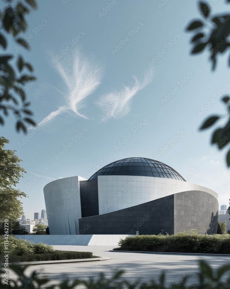 Obraz premium Contemporary Urban Museum with Dome Roof Design