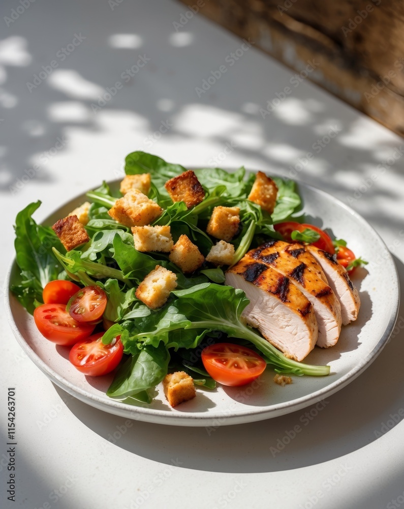 Delicious Grilled Chicken Salad with Fresh Greens and Tomatoes