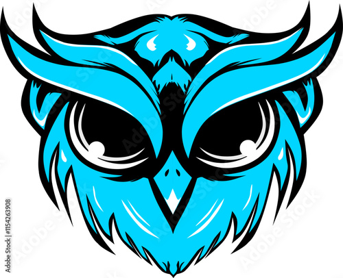 Modern Owl Logo in Blue, Cool Design for Brands and Creativity photo