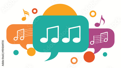 Colorful music notes and speech bubble design showcasing the joy of sound and communication in a modern vector style