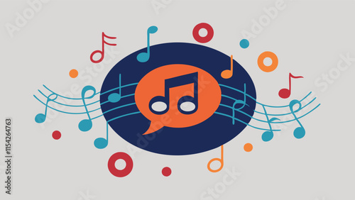 Colorful music notes and speech bubble design showcasing the joy of sound and communication in a modern vector style