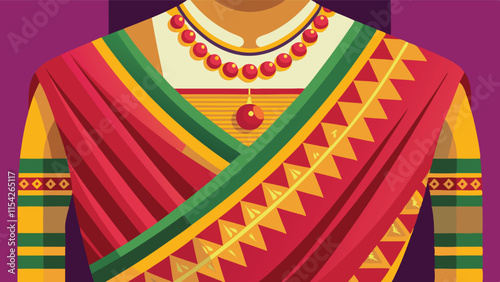 Vibrant traditional attire showcasing intricate patterns and colors in this vector illustration celebrating cultural heritage and craftsmanship