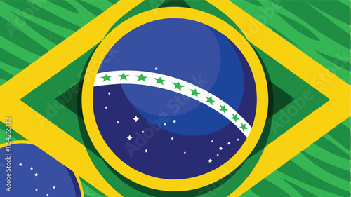 Celebrating Brazilian culture with vibrant colors and iconic symbols in a modern vector design representation