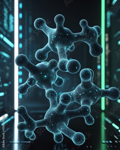 Abstract molecular structures in technology background