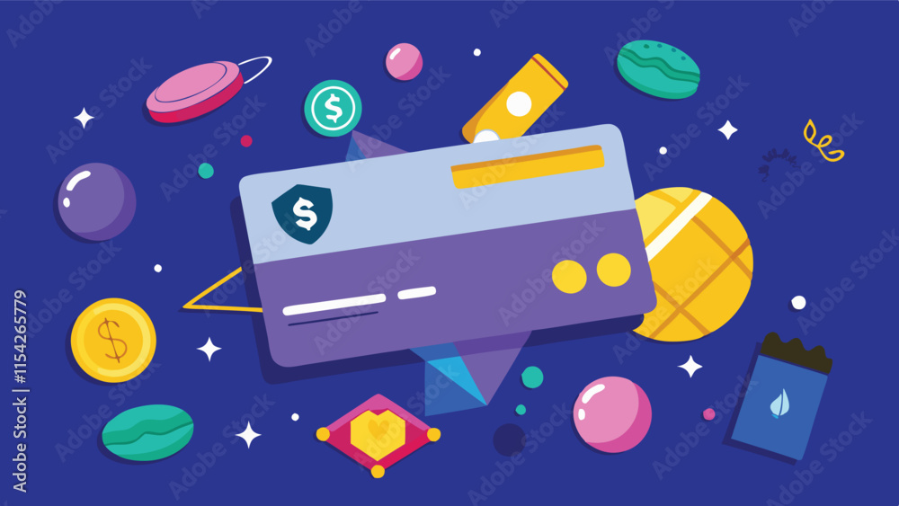 Naklejka premium Creative vector illustration of digital payment methods and cryptocurrency symbols forming a vibrant and modern design composition