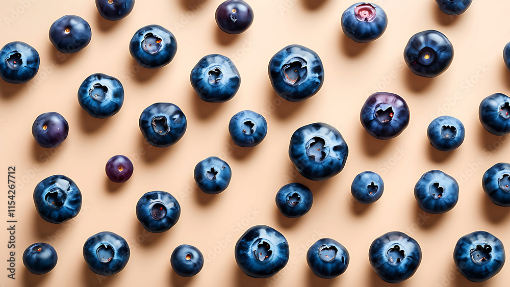 Blueberries pattern on beige background Blueberries pattern on beige background