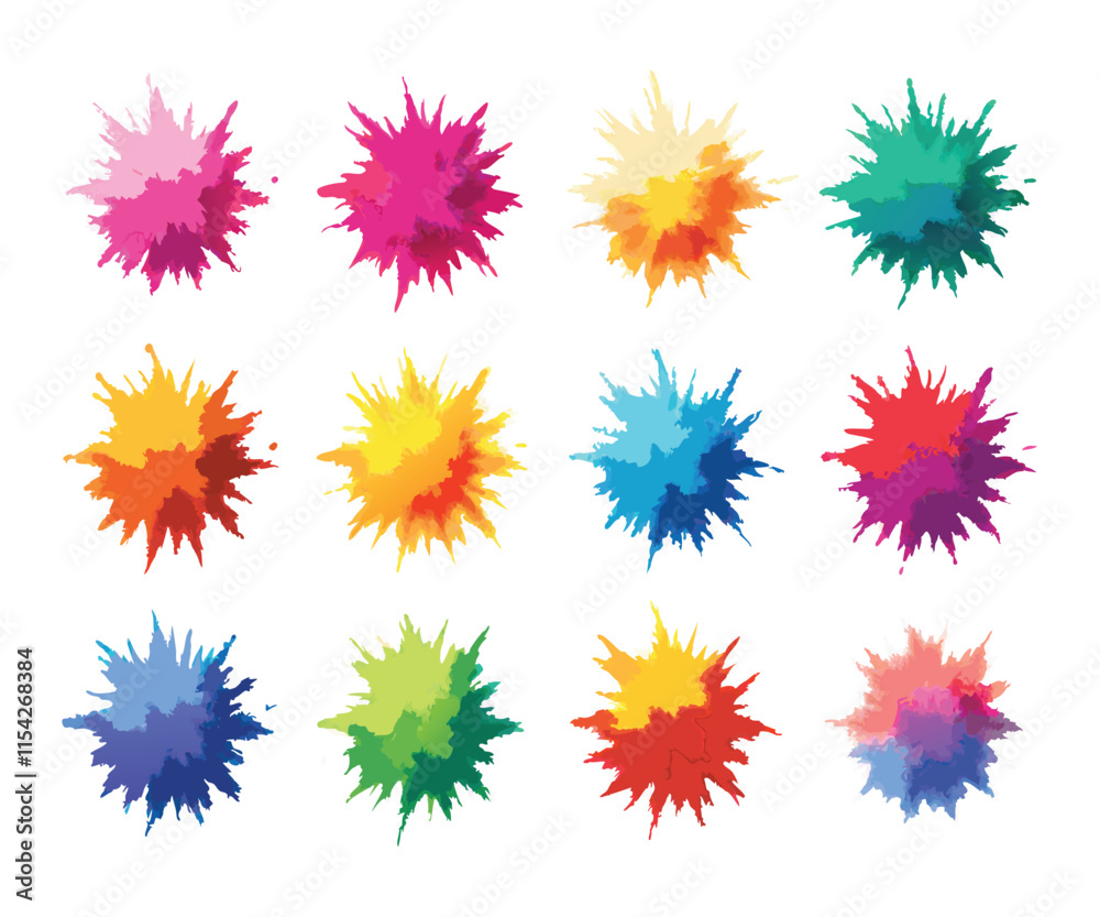 Multicolor Powder Explosion Image Set Multicolor Powder Explosion Image Set