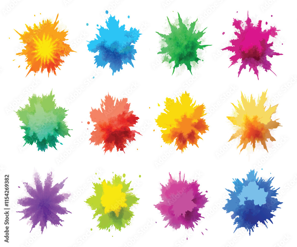 Multicolor Powder Explosion Image Set Multicolor Powder Explosion Image Set