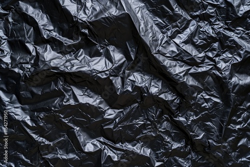 Monochrome Plastic Bag Texture: Abstract Background with Crumpled Design photo