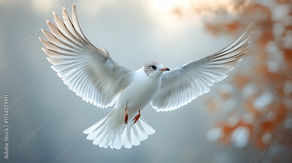 Obraz premium White Bird Soaring Gracefully Through Air