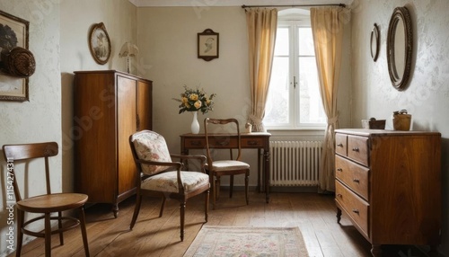 Vintage Bedroom Interior: Serene and Rustic Charm