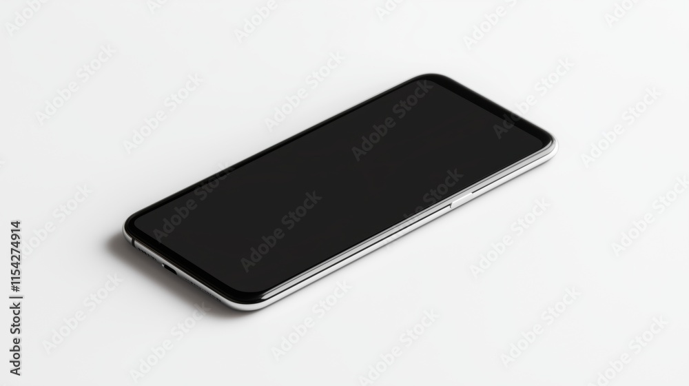 Modern smartphone on white surface for technology and design use Modern smartphone on white surface for technology and design use