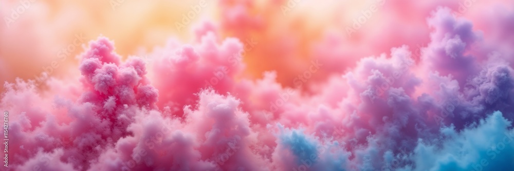 Fototapeta premium Fluffy colorful clouds in soft hues for dreamy backgrounds and creative design projects
