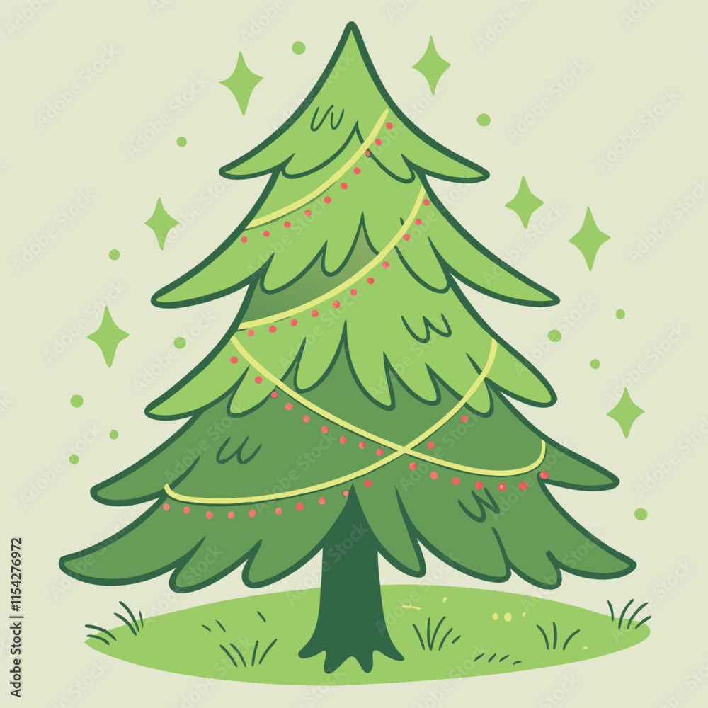 Obraz premium Christmas Tree Sticker Design on Milky Background with Holiday Season Greetings