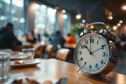 Intermittent fasting concept, Close-up on clock and people feeling hungry waiting time to eat during intermittent fasting diet session, Generative AI photo