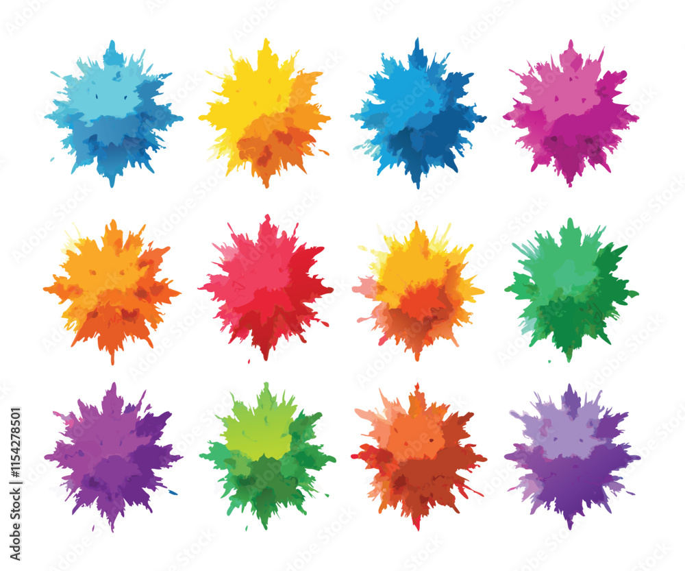 Multicolor Powder Explosion Image Set Multicolor Powder Explosion Image Set