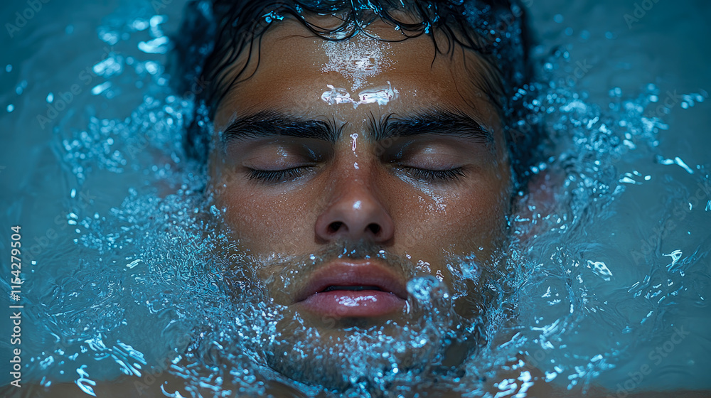 Submerged Male Face: A Study in Light and Water Submerged Male Face: A Study in Light and Water
