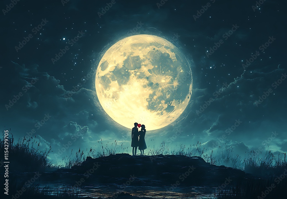 Couple Kissing in Front of a Full Moon
Couple Kissing in Front of a Full Moon