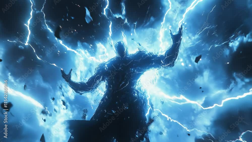 Electric Figure in Storm - Seamless Looping Background Video