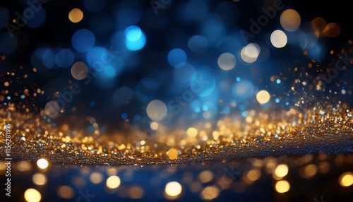 blackground of summary glitter lights blue gold and black de focused banner