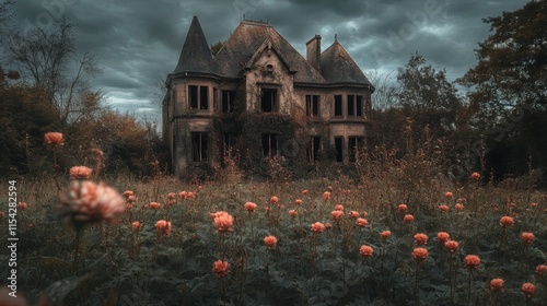 Abandoned Building Surrounded by Weeds and Wildflowers